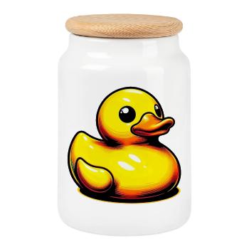 Caneton Canard Canard - Boîte à biscuits avec couvercle en bois - blanc - Devant