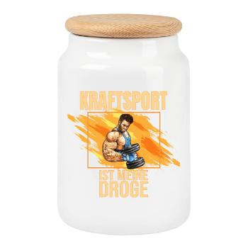 Kraftsport ist meine Droge - Keksdose mit Holzdeckel - Weiß - Vorne