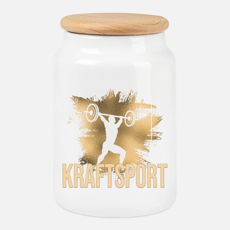 Kraftsport - Keksdose mit Holzdeckel - Weiß