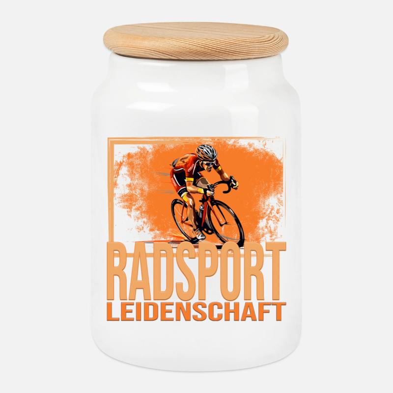 Radsport Leidenschaft - Keksdose mit Holzdeckel - Weiß