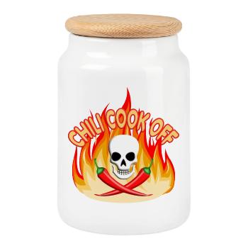 Chili Cook Off - Keksdose mit Holzdeckel - Weiß - Vorne
