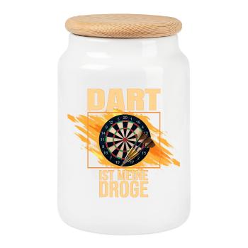 Dart ist meine Droge - Keksdose mit Holzdeckel - Weiß - Vorne