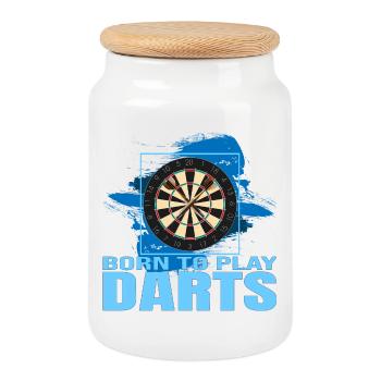 Born to play Darts - Keksdose mit Holzdeckel - Weiß - Vorne