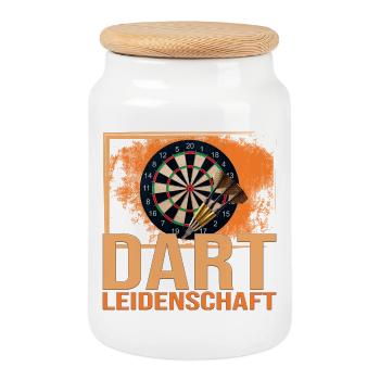 Dart Leidenschaft - Keksdose mit Holzdeckel - Weiß - Vorne