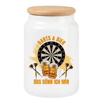 Dart & Bier - Das gönn ich mir - Keksdose mit Holzdeckel - Weiß - Vorne