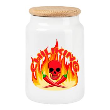 King of Chili - Keksdose mit Holzdeckel - Weiß - Vorne