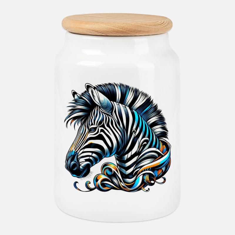 Zebra - Keksdose mit Holzdeckel - Weiß