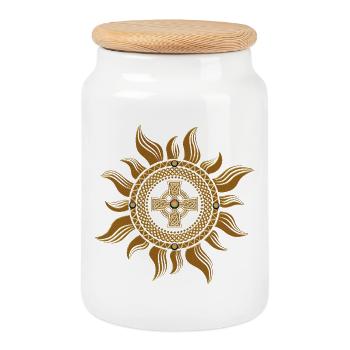 The golden Celtic cross. - Cookie Jar with Wooden Lid - white - Front