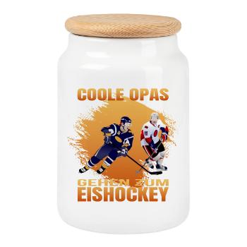 Coole Opas gehen zum Eishockey - Keksdose mit Holzdeckel - Weiß - Vorne