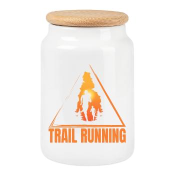 Trail Running - Keksdose mit Holzdeckel - Weiß - Vorne