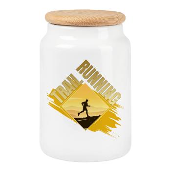 Trail Running - Keksdose mit Holzdeckel - Weiß - Vorne
