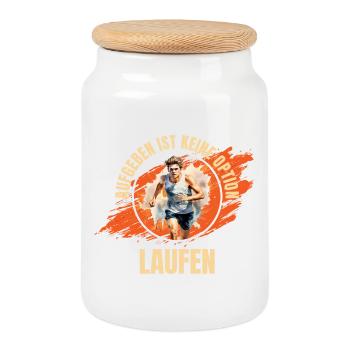 Laufen: Aufgeben ist keine Option - Keksdose mit Holzdeckel - Weiß - Vorne