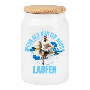 Laufen: Mehr als nur ein Hobby - Keksdose mit Holzdeckel - Weiß - Vorne