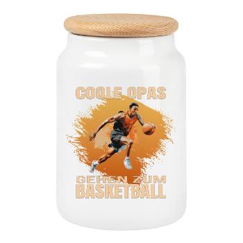 Coole Opas gehen zum Basketball - Keksdose mit Holzdeckel - Weiß - Vorne