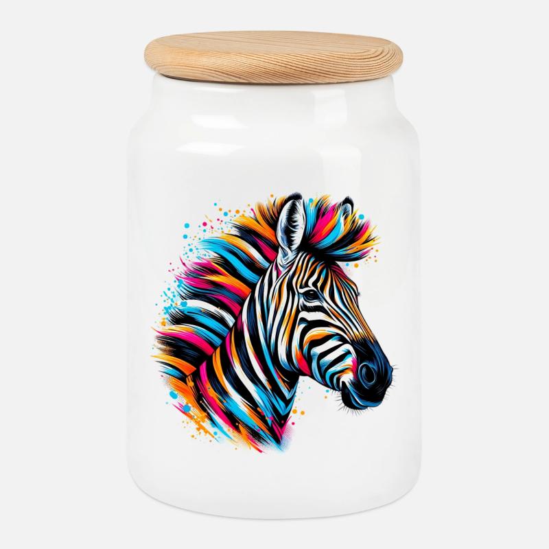 Zebra - Keksdose mit Holzdeckel - Weiß