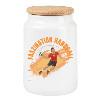 Faszination Handball - Keksdose mit Holzdeckel - Weiß - Vorne