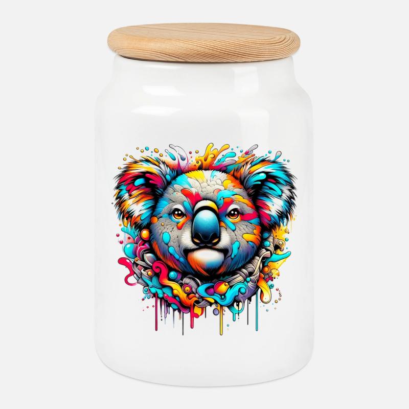 Koala - Keksdose mit Holzdeckel - Weiß