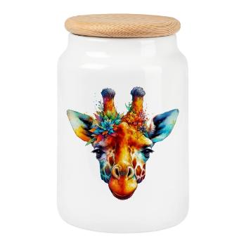 Giraffe - Keksdose mit Holzdeckel - Weiß - Vorne