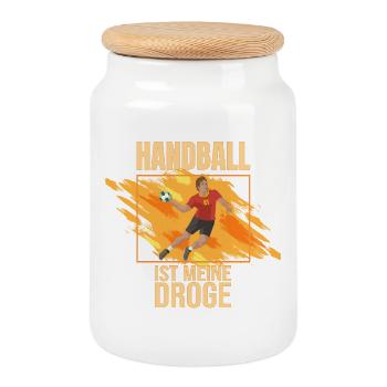 Handball ist meine Droge - Keksdose mit Holzdeckel - Weiß - Vorne