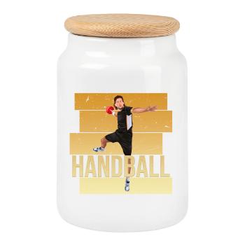 Handball - Keksdose mit Holzdeckel - Weiß - Vorne