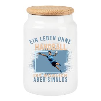Ein Leben ohne Handball ist möglich, aber Sinnlos - Keksdose mit Holzdeckel - Weiß - Vorne