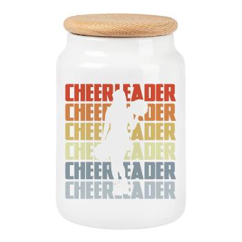 Vintage Cheerleader - Cookie Jar with Wooden Lid - white - Front