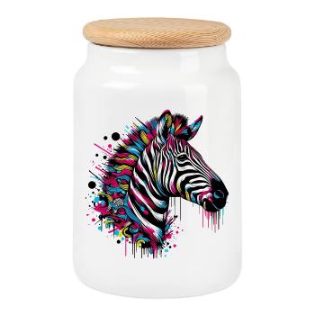Zebra - Keksdose mit Holzdeckel - Weiß - Vorne
