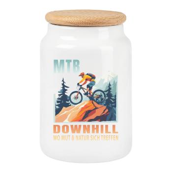 Downhill - Wo Mut Natur sich treffen - Keksdose mit Holzdeckel - Weiß - Vorne