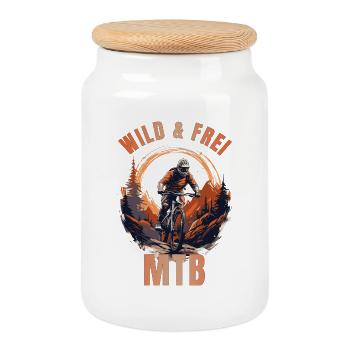 Wild & Frei - Mountainbike - Keksdose mit Holzdeckel - Weiß - Vorne