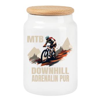 Downhill: Adrenalin pur - Keksdose mit Holzdeckel - Weiß - Vorne