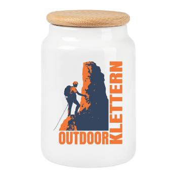 Outdoor Klettern - Keksdose mit Holzdeckel - Weiß - Vorne