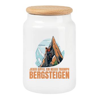Jeder Gipfel - Keksdose mit Holzdeckel - Weiß - Vorne