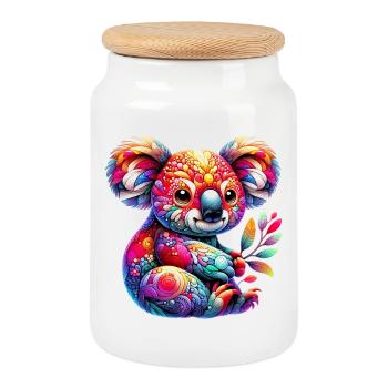 Koala - Boîte à biscuits avec couvercle en bois - blanc - Devant