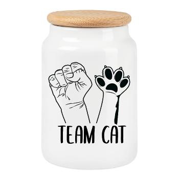 Team Cat - Keksdose mit Holzdeckel - Weiß - Vorne