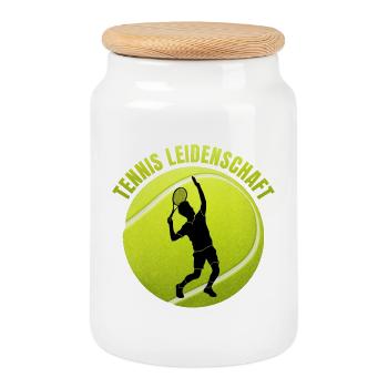 Tennis Leidenschaft - Keksdose mit Holzdeckel - Weiß - Vorne