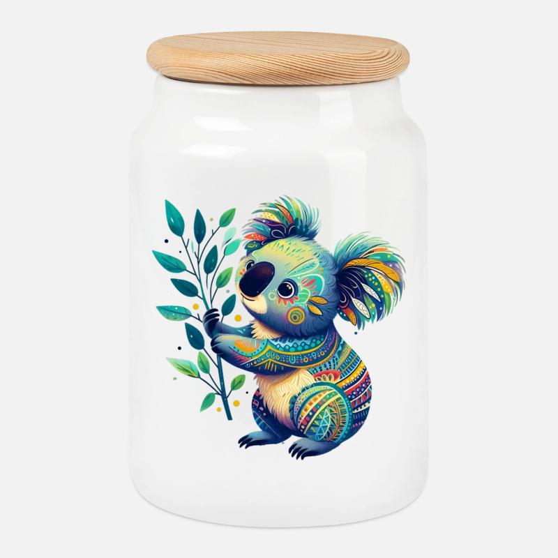 Koala - Keksdose mit Holzdeckel - Weiß
