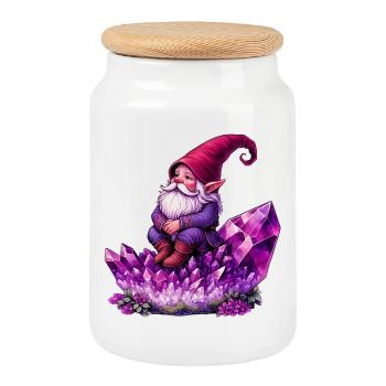 Gnome - Cookie Jar with Wooden Lid - white - Front