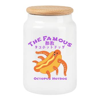 The Famous Tokyo TAKO Hotdog - Cookie Jar with Wooden Lid - white - Front