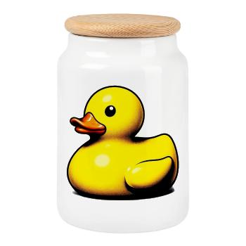 Caneton Canard Canard - Boîte à biscuits avec couvercle en bois - blanc - Devant