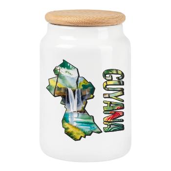 Carte à l’aquarelle de la Guyane - Boîte à biscuits avec couvercle en bois - blanc - Devant