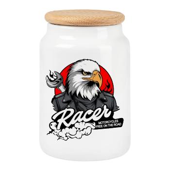 BIKER EAGLE - Cookie Jar with Wooden Lid - white - Front