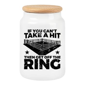 Boxer saying - Cookie Jar with Wooden Lid - white - Front