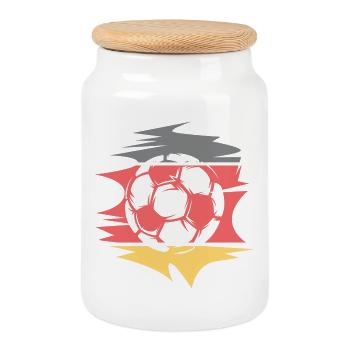 Soccer Illustration Germany Ball Graphic Logo - Cookie Jar with Wooden Lid - white - Front