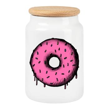 Délicieux cercle de beignets - Boîte à biscuits avec couvercle en bois - blanc - Devant