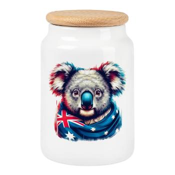 Koala - Cookie Jar with Wooden Lid - white - Front
