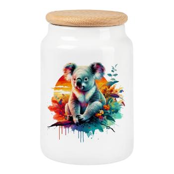Koala - Cookie Jar with Wooden Lid - white - Front
