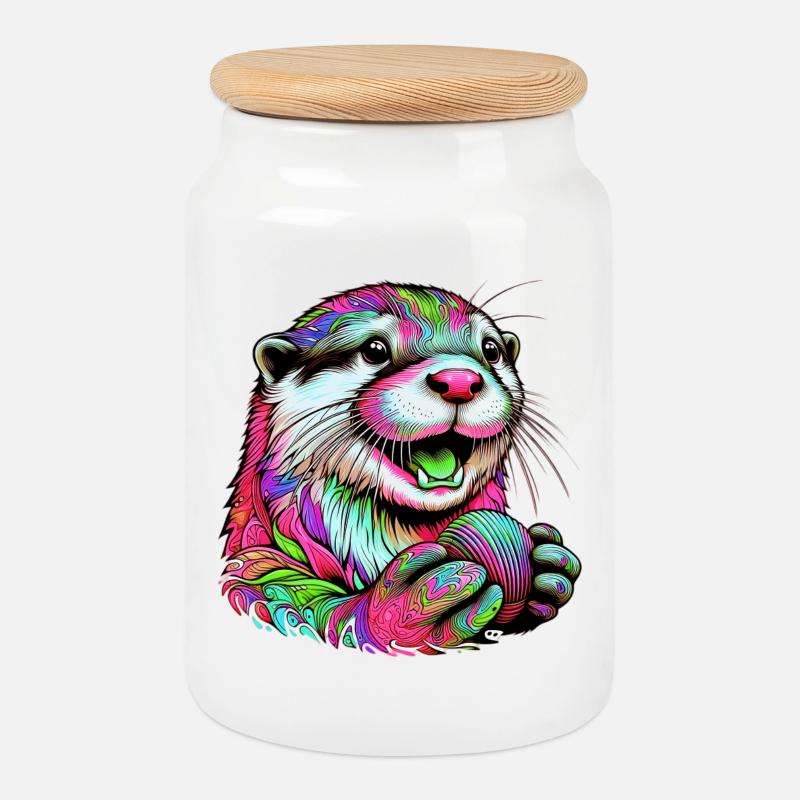 Otter - Keksdose mit Holzdeckel - Weiß