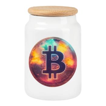 Spectacular Bitcoin - Cookie Jar with Wooden Lid - white - Front