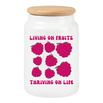 Fruitariens, Vivre de fruits, prospérer de la vie - Boîte à biscuits avec couvercle en bois - blanc - Devant