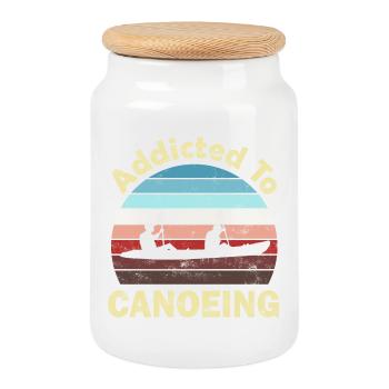 Canoe Canoeist - Cookie Jar with Wooden Lid - white - Front